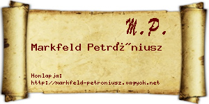 Markfeld Petróniusz névjegykártya